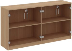 4 Door Glass Low Cabinet