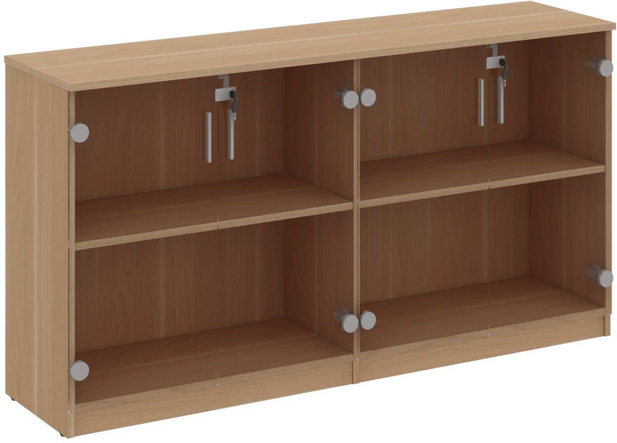 4 Door Glass Low Cabinet