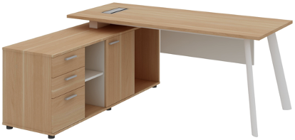 Atlas Manager Table with Side Storage Left