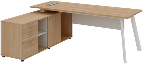Atlas Manager Table with Side Storage Left Wide