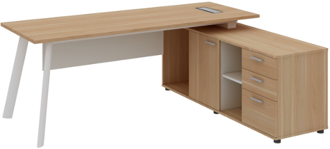Atlas Manager Table with Side Storage Right Wide