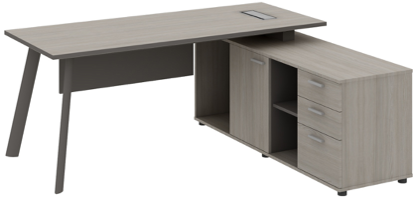 Atlas Manager Table with Side Storage Grey Right