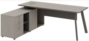 Atlas Manager Table with Side Storage Grey Left Wide