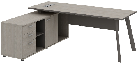 Atlas Manager Table with Side Storage Grey Left Wide
