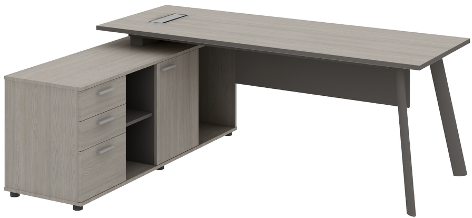 Atlas Manager Table with Side Storage Grey Left Wide - Image 2