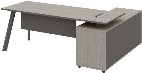 Atlas Manager Table with Side Storage Grey Left Wide - Image 3
