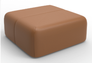Pouf Brown Squared leather
