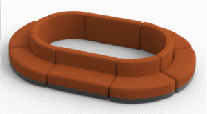 Oval Shaped Sofa Set Red